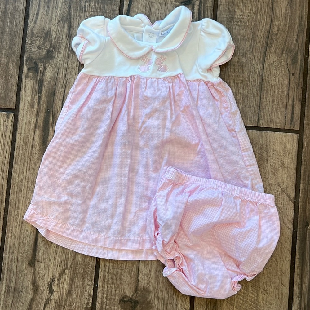 Kissy Kissy Easter dress with diaper cover.
